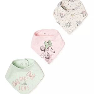 Disney Baby Wishes + Dreams Minnie Mouse 3 Pack Bibs Drool Bandana NWT
